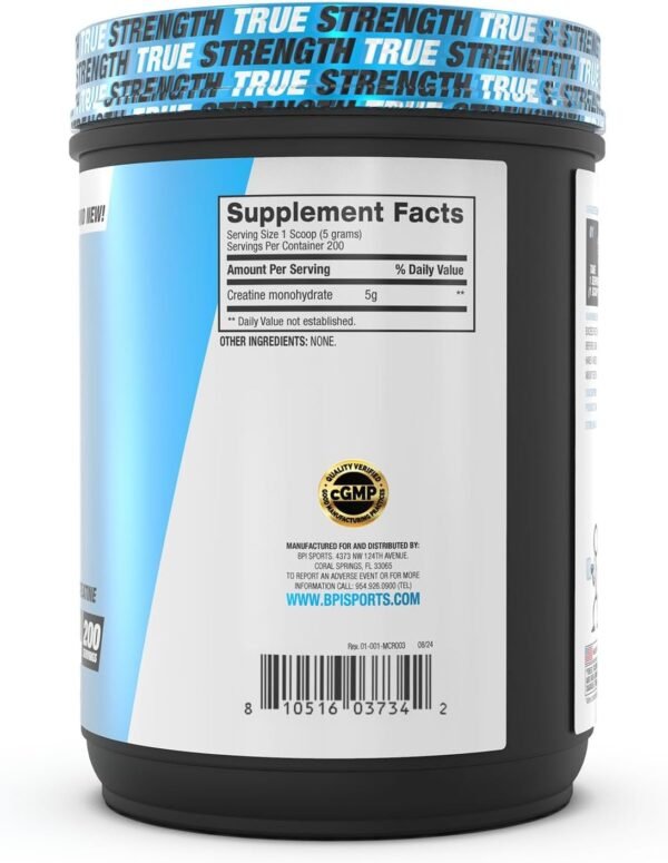 BPI Sports 100% Monohidrato de Creatina Micronizada - 1000 gr - 200 Porciones (1000 gr)