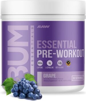 Raw cbum essential pre workout pre entreno 30 servicios sabor Grape