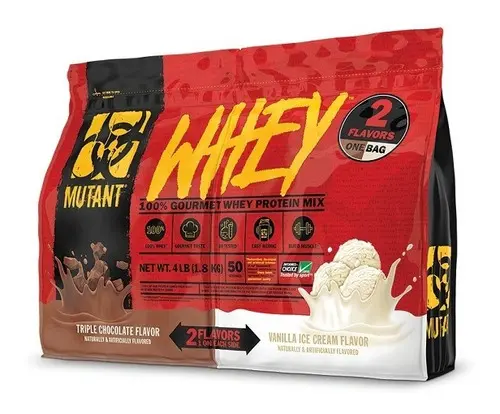 Mutant Whey Dual 4 Libras 2 Sabores 50 Servicios Sabor TRIPLE CHOCOLATE Y VAINILLA ICE CREAM